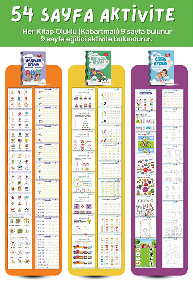 Sayıları ve Çizmeyi Öğreten Oluklu (Kabartmalı) 3’lü Kitap Seti
