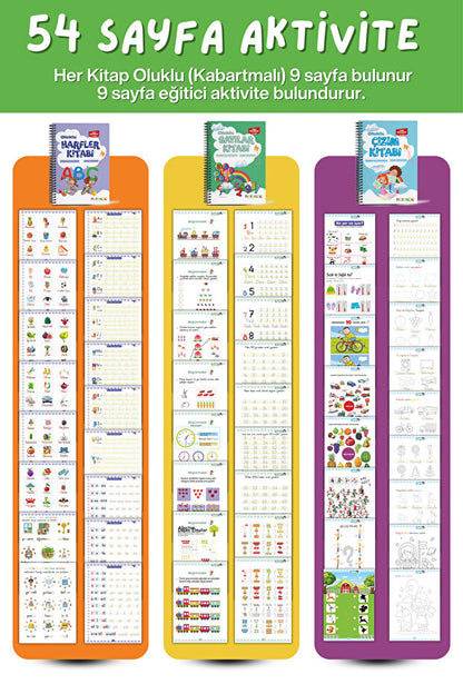 Sayıları ve Çizmeyi Öğreten Oluklu (Kabartmalı) 3’lü Kitap Seti